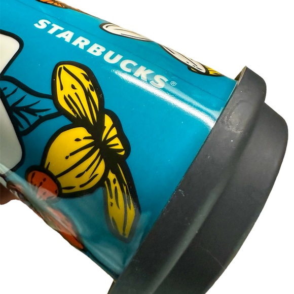 Starbucks Teal with Flowers Ceramic 12oz  Coffee Mug - Picture 6 of 7